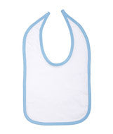 1004 Rabbit Skins Infant Jersey Contrast Trim Closure Bib White/ Light Blue