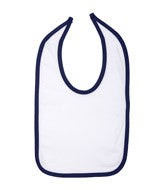 1004 Rabbit Skins Infant Jersey Contrast Trim Closure Bib White/ Navy