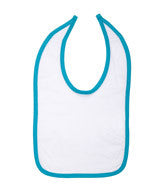 1004 Rabbit Skins Infant Jersey Contrast Trim Closure Bib White/ Turquoise