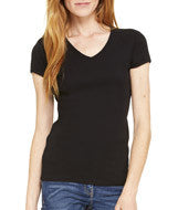 1005 Bella + Canvas Ladies' Baby Rib Short-Sleeve V-Neck Tee Black