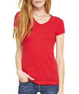 1005 Bella + Canvas Ladies' Baby Rib Short-Sleeve V-Neck Tee Red