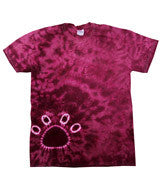 1170B Tie-Dye Youth Paw Print Tee Burgundy