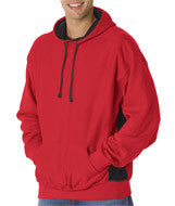 1250 Badger Adult Cross-Grain Color Block Hooded Fleece Red/ Black