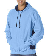 1250 Badger Adult Cross-Grain Color Block Hooded Fleece Columbia Blue/ Navy