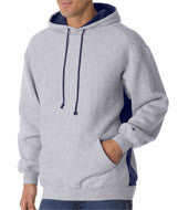 1250 Badger Adult Cross-Grain Color Block Hooded Fleece Oxford/ Navy (60/40)