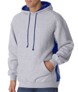 1250 Badger Adult Cross-Grain Color Block Hooded Fleece Oxford/ Royal (60/40)