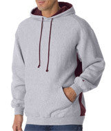 1250 Badger Adult Cross-Grain Color Block Hooded Fleece Oxford/ Maroon (60/40)