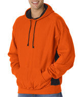 1250 Badger Adult Cross-Grain Color Block Hooded Fleece Burnt Orange/ Black