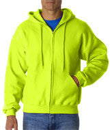 12600 Gildan DryBlend&reg; Adult Full-Zip Hooded Sweatshirt Safety Green (50/50)