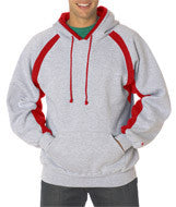 1262 Badger Adult Hook Hooded Fleece Oxford/ Red (60/40)