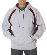 1262 Badger Adult Hook Hooded Fleece Oxford/ Maroon (60/40)