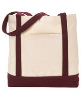 127 Gemline Ensign’s Boat Tote Natural/ Burgundy