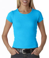 1441 Anvil Ladies' 1x1 Baby Rib Scoop Tee Caribbean Blue