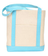 144 Gemline Captain’s Boat Bag Natural/ Tile blue