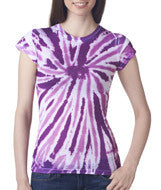 1455 Tie-Dye Juniors' Sublimation-Dyed Tee Purple Twist