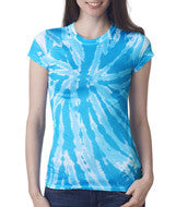 1455 Tie-Dye Juniors' Sublimation-Dyed Tee Turquoise Twist