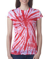 1455 Tie-Dye Juniors' Sublimation-Dyed Tee Red Twist