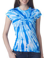 1455 Tie-Dye Juniors' Sublimation-Dyed Tee Royal Twist