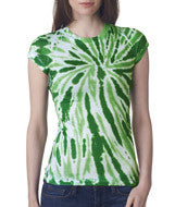 1455 Tie-Dye Juniors' Sublimation-Dyed Tee Dark Green Twist