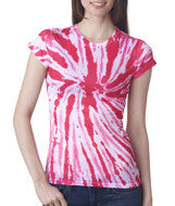 1455 Tie-Dye Juniors' Sublimation-Dyed Tee Pink Twist