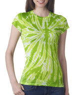 1455 Tie-Dye Juniors' Sublimation-Dyed Tee Lime Twist