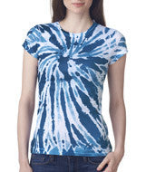 1455 Tie-Dye Juniors' Sublimation-Dyed Tee Navy Twist