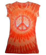 1455 Tie-Dye Juniors' Sublimation-Dyed Tee Peace Orange