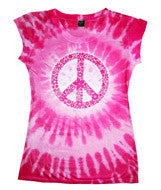 1455 Tie-Dye Juniors' Sublimation-Dyed Tee Peace Pink