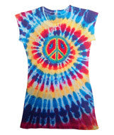 1455 Tie-Dye Juniors' Sublimation-Dyed Tee Peace Rainbow