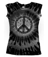 1455 Tie-Dye Juniors' Sublimation-Dyed Tee Peace Black