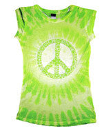 1455 Tie-Dye Juniors' Sublimation-Dyed Tee Peace Lime