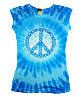 1455 Tie-Dye Juniors' Sublimation-Dyed Tee Peace Blue