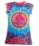 1455 Tie-Dye Juniors' Sublimation-Dyed Tee Peace Dots