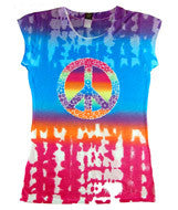 1455 Tie-Dye Juniors' Sublimation-Dyed Tee Peace Multi