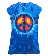 1455 Tie-Dye Juniors' Sublimation-Dyed Tee Blue Peace 698