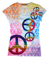 1455 Tie-Dye Juniors' Sublimation-Dyed Tee Pastel Peace 658