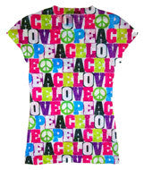 1455 Tie-Dye Juniors' Sublimation-Dyed Tee Peace Letter 650