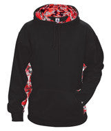 1464 Badger Digital Color Block Performance Hoodie Black/ Red Digital