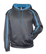 1467 Badger Adult Fusion Hooded Fleece Carbon/ Columbia Blue