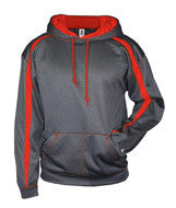 1467 Badger Adult Fusion Hooded Fleece Carbon/ Red