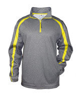 1481 Badger Adult Fusion 1/4-Zip Fleece Steel/ Safety Yellow