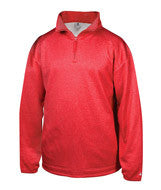 1483 Badger Adult Pro Heathered Fleece 1/4 Zip Sweatshirt Red
