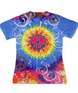 1555 Tie-Dye Ladies' Sublimation-Dyed Tee Peace Dots