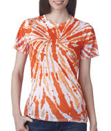 1555 Tie-Dye Ladies' Sublimation-Dyed Tee Orange Twist