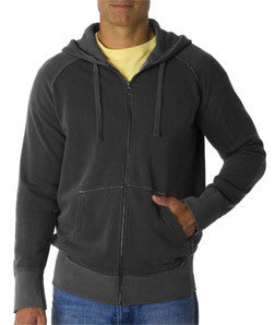 1564 Chouinard Adult Heavyweight Frayed Full Zip Hooded Sweatshirt Pepper Pgmdye