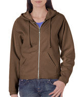 1598 Chouinard Ladies Full-Zip Hooded Sweatshirt Brown DirDye