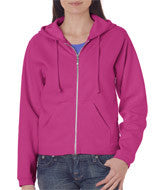 1598 Chouinard Ladies Full-Zip Hooded Sweatshirt Raspberry DirDye