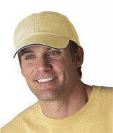 166 Anvil Solid Low-Profile Sandwich Trim Twill Cap Dijon/ Navy