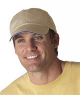 166 Anvil Solid Low-Profile Sandwich Trim Twill Cap Taupe/ Navy