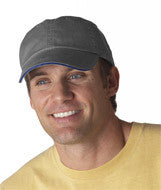 166 Anvil Solid Low-Profile Sandwich Trim Twill Cap Coal/ Navy